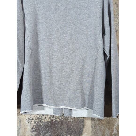 Spa By Chico's Sweatshirt Woman's Small Gray Full Zip Raw Hem Athletic - Picture 8 of 12